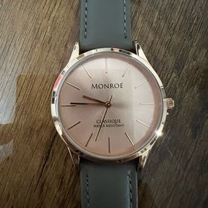 Monroé watch rose gold and grey leather